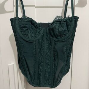 Urban Outfitters Dark Green Lace Bustier Top